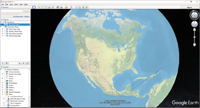 Интерфейс Google Earth