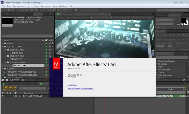 Интерфейс Adobe After Effects CS6