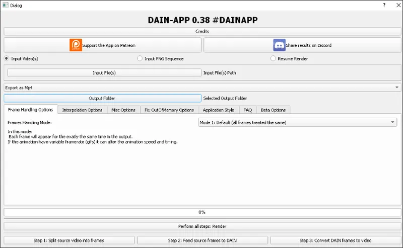 Интерфейс Dain-App