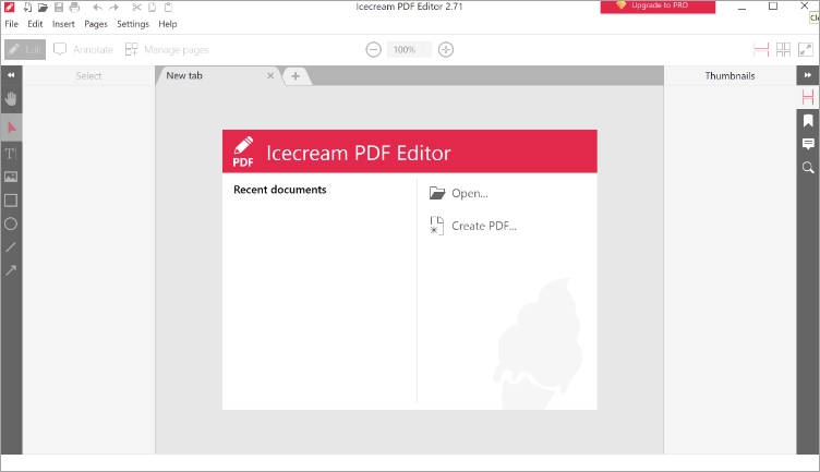 Интерфейс Icecream PDF Editor