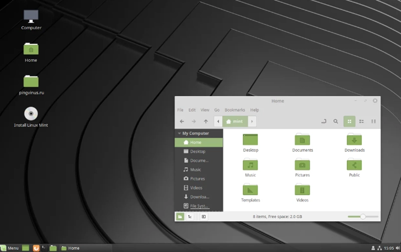 Интерфейс Linux Mint Xia