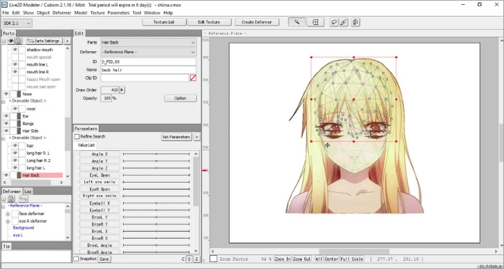 Интерфейс Live2D Cubism