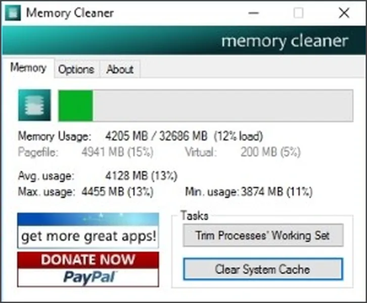 Интерфейс Memory Cleaner