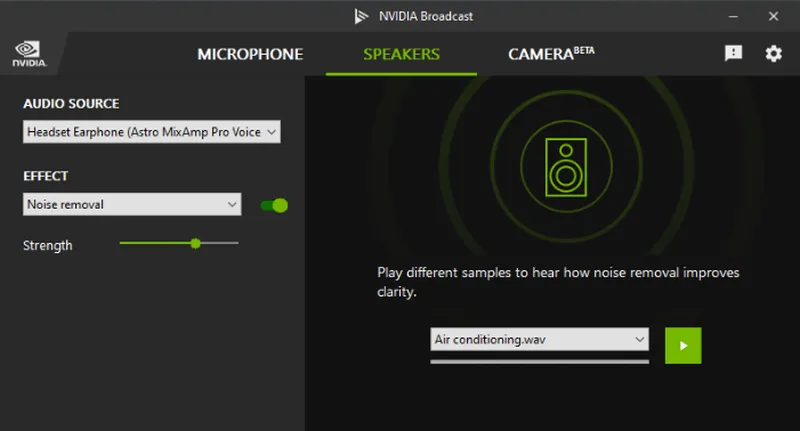 Интерфейс NVIDIA Broadcast