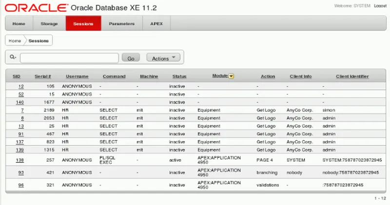 Интерфейс Oracle Database