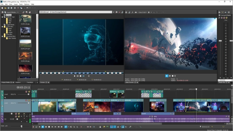 Интерфейс Sony Vegas