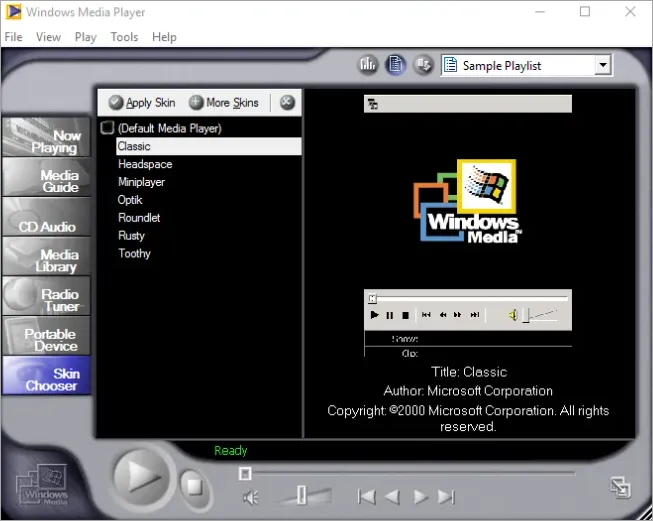 Интерфейс Windows Media Player