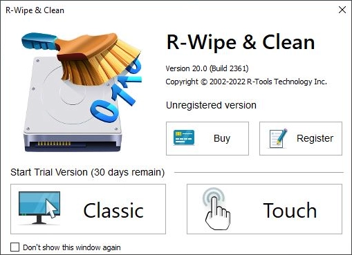 R-Wipe & Clean интерфейс
